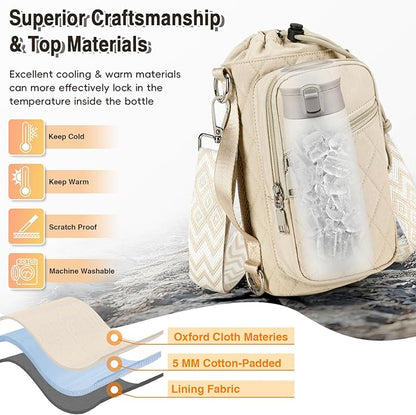 AGLOD Water Bottle Carrier Bag with Strap, Water Bottle Holder Crossbody Bags for Women Men for Walking, Hiking,Cycling