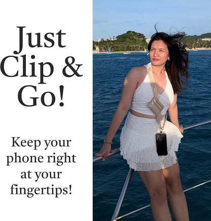 Save the Girls Original Clip and Go Phone Strap Pattern - Crossbody Phone Strap Chain with Zipper Wallet Pouch