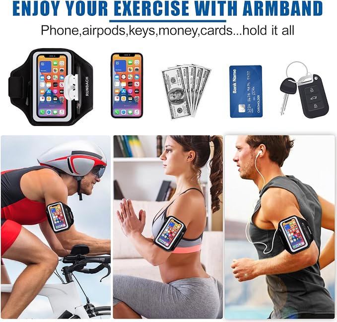 3D Design Zipper Armband for iPhone 15,14,13,12,11,Pro Max, Samsung Galaxy S24,23,22,21+, Ultra, Motorola, Google, Sport Armband with Zipper Slot for Airpods, Buds (6.8 inch)