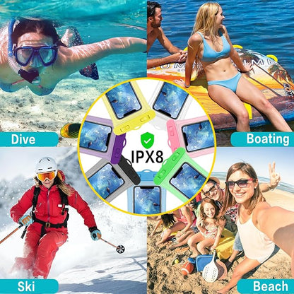 Gartmost 7 Pcs Waterproof Phone Pouch, Universal IPX8 Floating Waterproof Cell Phone Case Dry Bag, Compatible with Most Cell Phone on Market, Waterproof Phone Protector for Beach Swimming