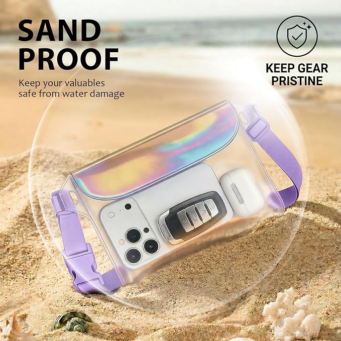 2-Pack IP68 Waterproof Phone Pouch & Fanny Pack:Waterproof Phone Case Fits Phones Up to 7" + Triple Seal Fanny Pack Holds All Phone Models（fits for iPhone)/passport/key, Vacation Essentials