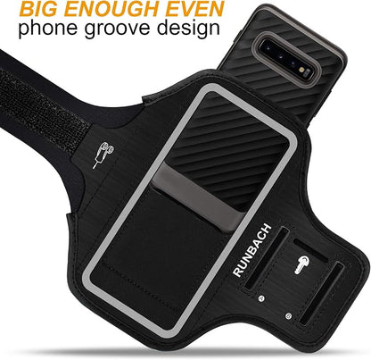 Armband for Samsung Galaxy S26/S25/S24/S23/S22/S21/S20/S10/S9/S8 up to 6.2",Water Resistant Running Exercise Gym Bag with Card Slot and Key Holder (Black)