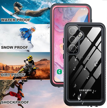 for Samsung Galaxy S24 Case, IP68 Waterproof with [Built-in Screen/Camera Protector] [14FT Military Shockproof] Full Body Heavy Duty Protective Sealed Case for Galaxy S24 5G, Pink