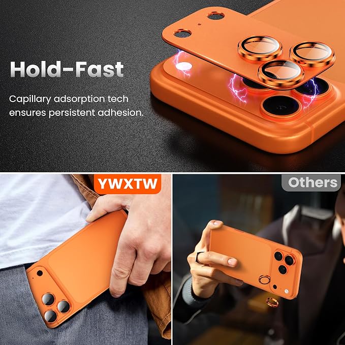 YWXTW Designed for iPhone 17 Pro Max Camera Lens Protector, [1:1 Perfect Fit] Full Coverage Matte Metal Tempered Glass Camera Screen Cover Accessories, Case Friendly (Cosmic Orange, iPhone 17 Pro Max)
