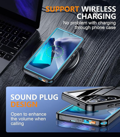 Temdan Designed for Samsung Galaxy S24 Ultra Case,Waterproof Built-in Lens & Screen Protector [Full Body Shockproof][Military Drop Proof][IP68 Underwater] Phone Case for S24 Ultra 5G-Blue (2024)