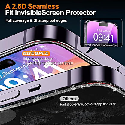 3 Pack Screen Protector for iPhone 14 Pro 6.1 Inch, Auto Dust Removal, 9H Hardness, Anti-Fingerprint, HD Clear Tempered Glas with Auto Alignment Kit