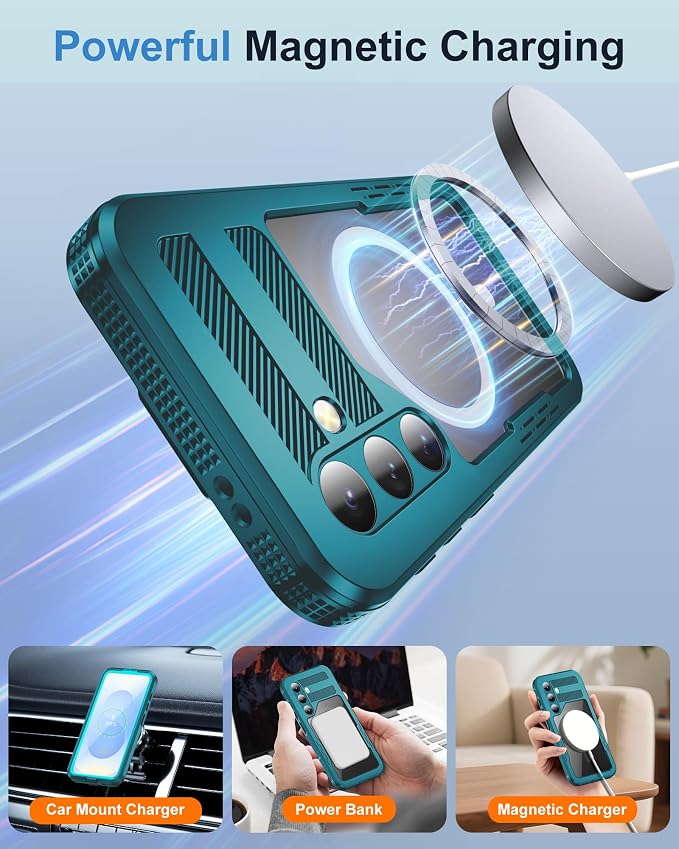 for Samsung Galaxy S25 Waterproof Case, [Fit for Magsafe] [IP68 Water Proof] [Built-in Screen Protector], Magnetic Heavy Duty Military Grade Rugged Phone Case for S 25 6.2", Teal