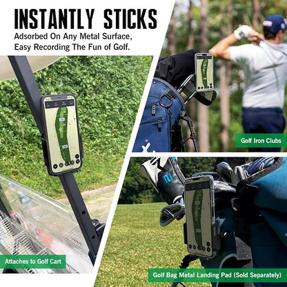 Dprofy Golf Cart Phone Holder Strong Magnetic Golf Cart Phone Mount Golf Accessories Fit for All Popular Smart Phones Special Design for Thick Case and Ring Holder (Black)