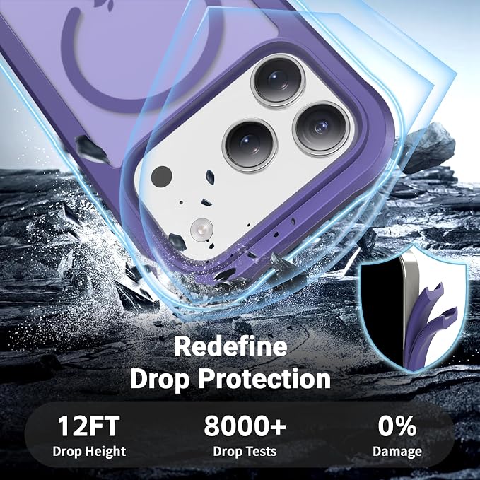 jaroco Magnetic for iPhone 17 Pro Case, [Compatible with MagSafe][Military Grade Drop Protection][Heavy Duty Protection][Non-Slip][Shockproof] 2-Layer Durable Bumper Phone Casee 6.3''-Dark Purple