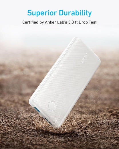 Anker Power Bank(PowerCore 10K), Compact Travel-Ready 10,000mAh Battery Pack with PowerIQ Charging Technology, 5V/3A High-Speed Charging for iPhone, iPad,and More (1, White)