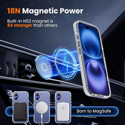 3 in 1 for iPhone 16 Plus Case Clear Bumper | with MagSafe,Screen Protector *1 & Camera Lens Protector*1, Shockproof Guard Corners, Military-Grade Protection