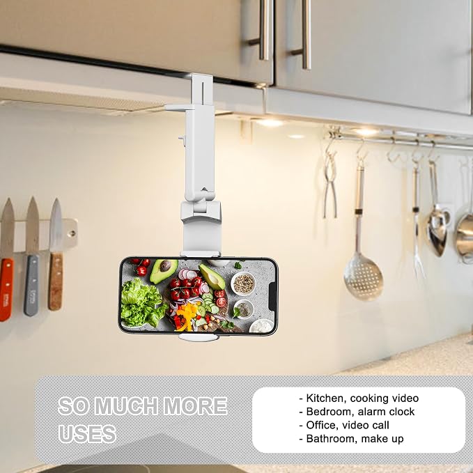 Perilogics Airplane Phone Holder Mount Universal in Flight Hands Free Viewing with Multi-Directional Dual 360 Degree Rotation (White)