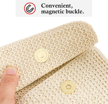 Haytijoe Faux Straw Crossbody Bags for Women Small Summer Purse RFID Woven Phone Bag Travel Beach Hawaiian Essentials Gifts