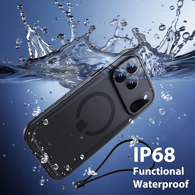 SPORTLINK for iPhone 17 Pro Waterproof Phone Case - Built in Screen Protector/Shockproof Compatible with MagSafe/Dropproof/Dustproof/Heavy Duty Full Body for iPhone 17 Pro 6.3 inch Black