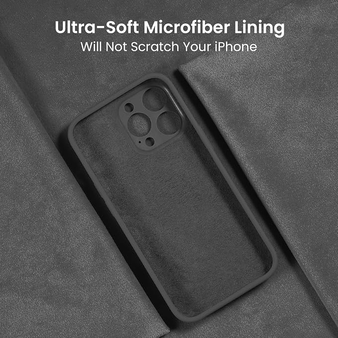 FireNova Designed for iPhone 16 Pro Max Case, Silicone Upgraded [Camera Protection] Phone Case, Soft Anti-Scratch Microfiber Lining Inside, 2024, Space Gray