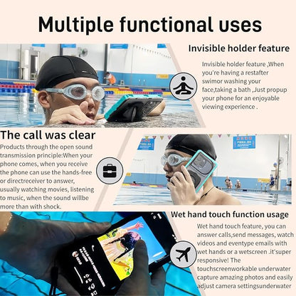 Waterproof Phone Case,IPX8 Phone Protection with Ideal for Snorkeling,Diving,and Water Activities,Suitable for iPhone,Samsung,Motorola,and All Series of Phones with Screens Below 6.9 in (Cyan)