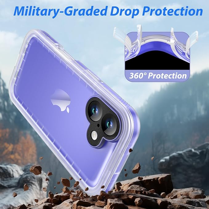 SPORTLINK for iPhone 16 Waterproof Case - Shockproof Dustproof Case with Built-in Clear Screen Protector, Full Body Heavy Duty Sealed Protective Cover for i Phone 16 6.1" Frosted Clear