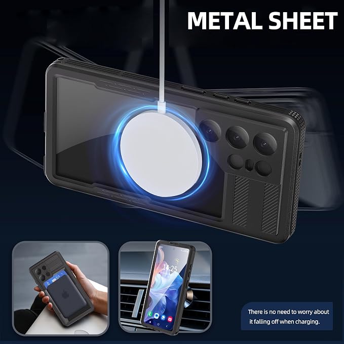 Compatible with Samsung Galaxy S25 Ultra Case Waterproof Protective,Built-in Lens & Screen Protector, Military Grade Shockproof, Full Body Rugged Case for Galaxy S25 Ultra 6.9 inches (Black)