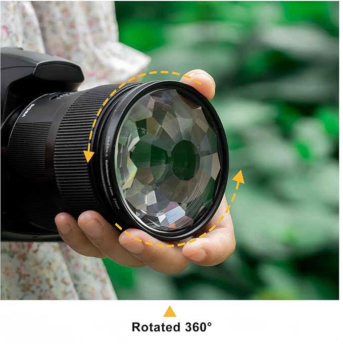 GREEN.L 52mm Kaleidoscope Prism Lens Filter Photography Prism Crystal Glass Effect Filter