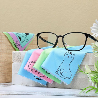 Sinmoe 20 Pcs Microfiber Cleaning Cloth Cute Kitty Cat Design Microfiber Cloth Gift Soft Multicolor Glasses Cleaner for Eyeglasses Camera Lens Cell Phone Screens Glasses, 6 x 6 Inches