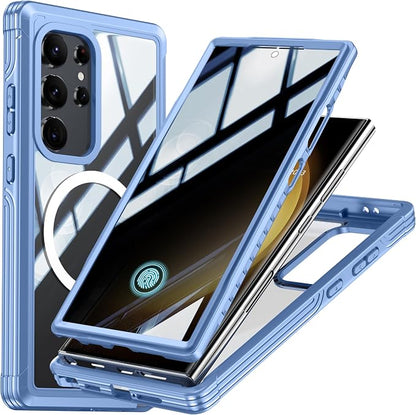 Magnetic Privacy Case for Samsung Galaxy S24 Ultra, Military Grade Protection, Fit for MagSafe, Anti Peep Privacy Screen Protector Soft Edge Full Camera Lens Protected Shockproof Anti Spy Phone Case