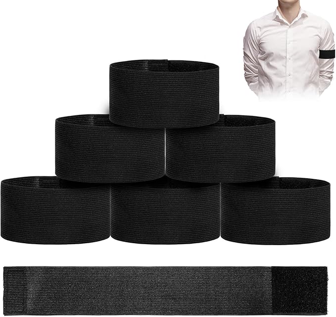 5 X 35cm/2 X 14 inch Mourning Bands for Badges, 6 PCS Funeral Mourning Band Elastic Adjustable Funeral Bands, Black Elastic Arm Band Mournings Armband for Mournings, Funerals, Memorial, Condolence