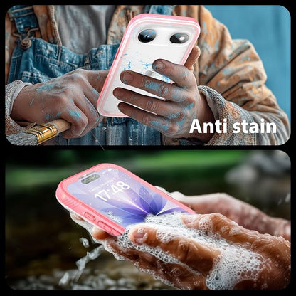 SPORTLINK for iPhone Air Waterproof Case - Dustproof/Rugged Full Body Shockproof/Dropproof/Built in Screen Protector/IP68 Underwater for iPhone Air Case 6.5 inch Pink/Frosted Clear