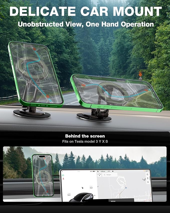 Smolink Magnetic Car Phone Holder, Zinc Alloy Material for Magsafe Car Mount Never Drop, Universal 360°Pro Adjustable Car Phone Holder Mount for iPhone 16 Pro Max 15 14 13 Series All Phones, Green