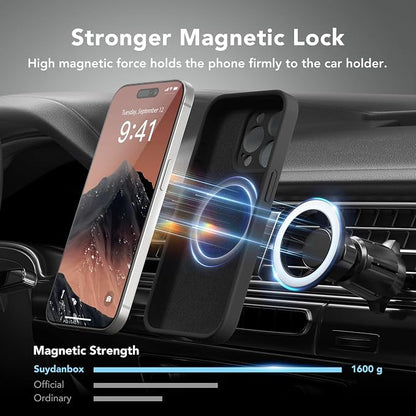 Magnetic for iPhone 15 Pro Case, Compatible with MagSafe, [Full Camera Protection][Screen Protector] Silicone Shockproof Protective Phone Case for iPhone 15 Pro 6.1", Black