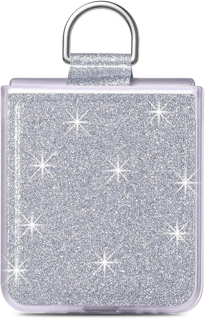Bling Glitter Case for Samsung Galaxy Z Flip 6 with Ring Holder,Women Girls Cute Phone Case Non Slip Ultra Slim TPU Bumper Shockproof Protective Case for Galaxy Z Flip 6 5G 2024,Silver