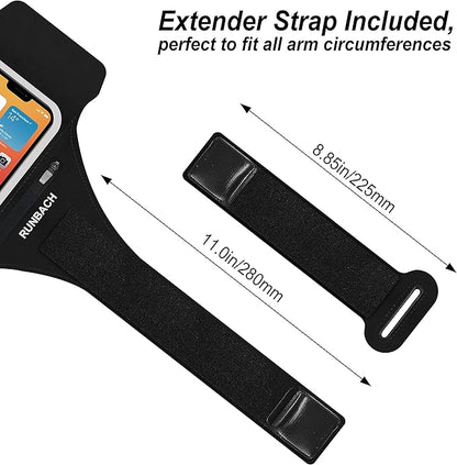 Armband for iPhone 17 Pro Max/16 Pro Max/16 Plus/15 Pro Max/15 Plus/iPhone 14,13,12,11 Pro Max/XS Max,Water Resistant Sport Armband with Zipper Slot for Airpods and Keys (Black)