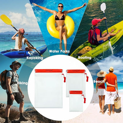 YUMQUA Clear Waterproof Bag, Waterproof Document Pouch Passport Holder Water Tight Map Case Waterproof Pouch Water Proof Small Dry Bags for Kindle Phone Tablet Camera, Kayak Boat PaddleBoard