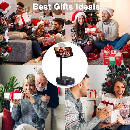 OLES Gifts for Men Women, Adjustable Cell Phone Stand with Wireless Bluetooth Speaker(7-11''Height), Unique Birthday Gifts for Dad Mom Him, Phone Holder Led Color Light for iPhone/Android/Tablets