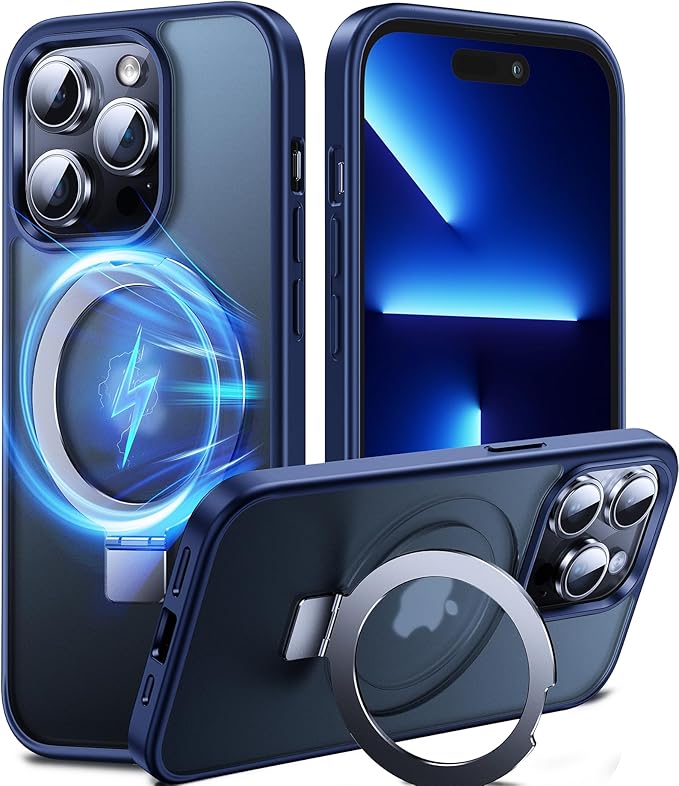 Chicfun 3-in-1 [Magnetic+Kickstand+Ring Holder] for iPhone 13 Pro Case with Magnetic Stand Ring Compatible with MagSafe Phone Case iPhone 13 Pro Military Shockproof Protective Navy Blue