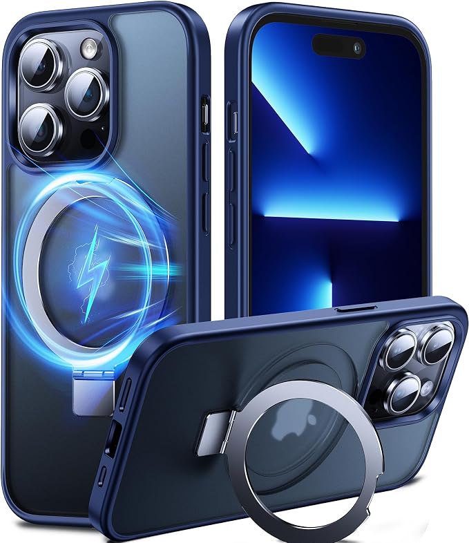 Chicfun 3-in-1 [Magnetic+Kickstand+Ring Holder] for iPhone 14 Pro Case Compatible with MagSafe, iPhone 14 Pro Phone Case with Stand Military Shockproof Protective Magnetic Matte Hard Cover