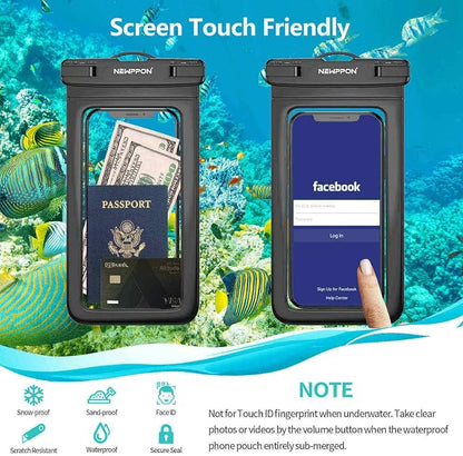 Waterproof Cell Phone Pouch : 4 Pack Float Clear Cell Holder Protector with Lanyard - Universal Floatable Water Proof Dry Bag for iPhone Samsung Galaxy for Beach Swimming Pool