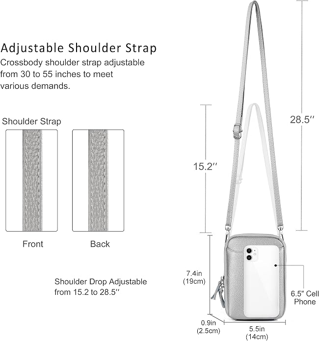 befen Genuine Leather Crossbody Cell Phone Purse for Women, Small Zip Around RFID Blocking Crossbody Wallet Bags