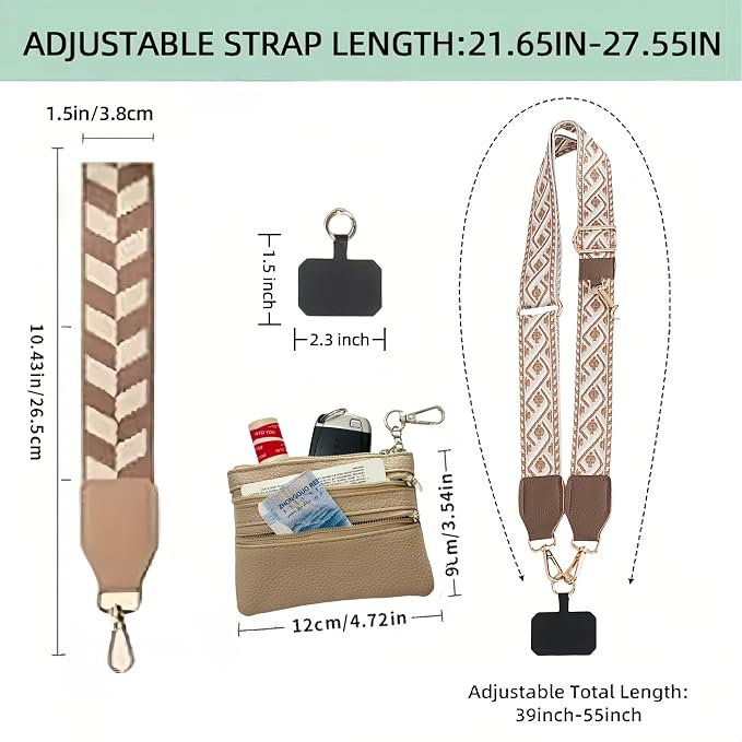 Crossbody Body Phone Holder for Women, New Phone Strap with Zippered Pouch, Adjustable Crossbody Strap