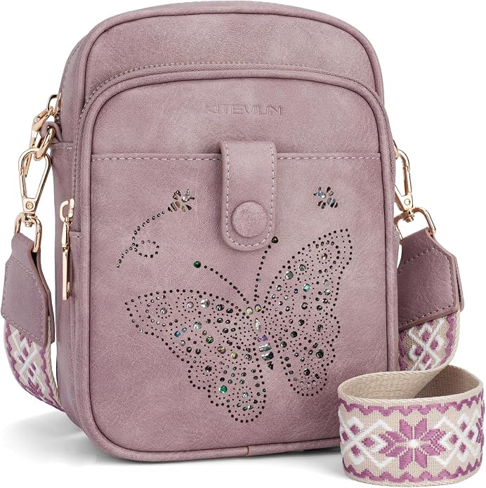 KITEVIUN Crossbody Bags for Women Leather Crossbody Purse Small Shoulder Phone Purse with Adjustable Strap & RFID Card Slots