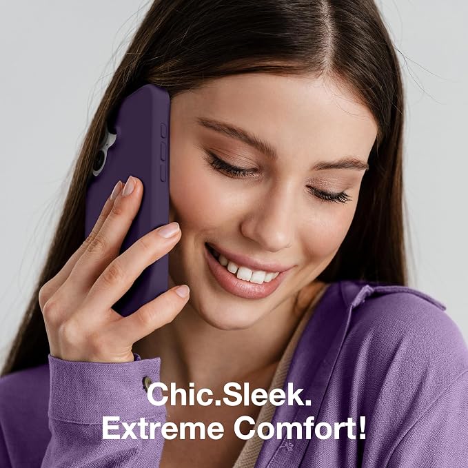 GONEZ Magnetic for iPhone 17 Case, Compatible with MagSafe, [Screen Protector + Camera Lens Protector], Liquid Silicone Anti-Scratch Shockproof Protective Phone Case 6.3 inch, Deep Purple
