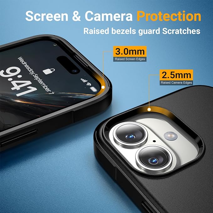 jaroco for iPhone 17 Case [Heavy Duty Protection][Compatible with MagSafe][Military Grade Drop Protection][Shockproof] with Non-Slip Removable Phone Cover 6.3''-Black