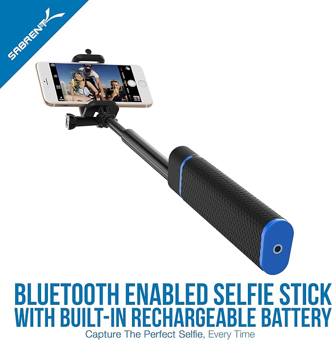 SABRENT Bluetooth Selfie Stick with Built in 5200mAh Battery Charger (GR-SSTK)