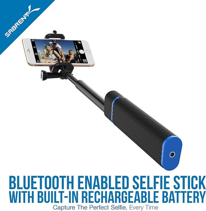 SABRENT Bluetooth Selfie Stick with Built in 5200mAh Battery Charger (GR-SSTK)