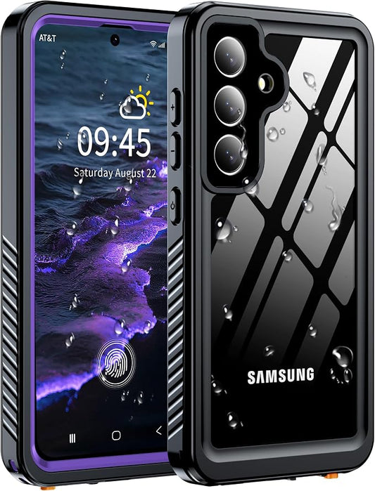 for Samsung Galaxy S25 Case, IP68 Waterproof with Built-in Screen&Lens Protector [14FT Military Shockproof] Full Body Heavy Duty Protective Phone Case for S25 5G, Purple