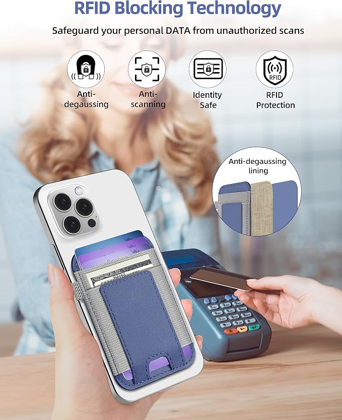 ExtreLife for Magsafe Wallet, Strongest Magnetic Wallet for iPhone 17/16/15/14/13/12 Series, Magnetic Card Holder with 2 Card Slots, RFID Blocking, Slim, Vegan Leather, Hold 7 Cards, Purple