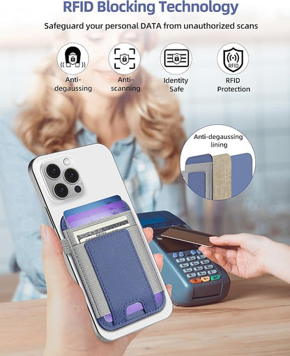 ExtreLife for Magsafe Wallet, Strongest Magnetic Wallet for iPhone 17/16/15/14/13/12 Series, Magnetic Card Holder with 2 Card Slots, RFID Blocking, Slim, Vegan Leather, Hold 7 Cards, Purple