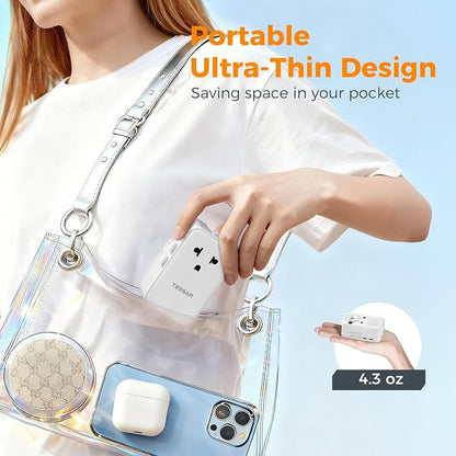 TESSAN Universal Travel Adapter PD 25W, White | International Power Adapter, Ultra Thin, 2 USB A 2 USB C, US to European UK Australia Ireland, Type C G A I