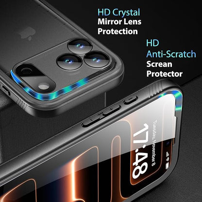 SPORTLINK for iPhone 17 Pro Max Case, IP68 Waterproof Military Protective Full Body Heavy Duty Shockproof 360 Sealed Dustproof with Camera Screen Protector Phone Cover for iPhone 17 Pro Max 6.9" Black