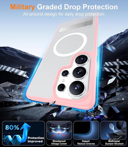 Magnetic for Samsung Galaxy S26 Ultra Case, [Innovate Stand][Military Grade Drop Protection][Non Slip][Translucent Matte] Shockproof Phone Case for Galaxy S26 Ultra 2026 -Pink