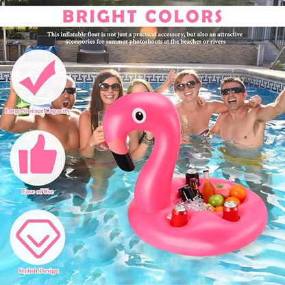FillTouch Floating Drink Holder for Pool, Floating Cabana Bar, Hot Tub Drink Holder for Adults, Inflatable Pool Accessories(Flamingo)